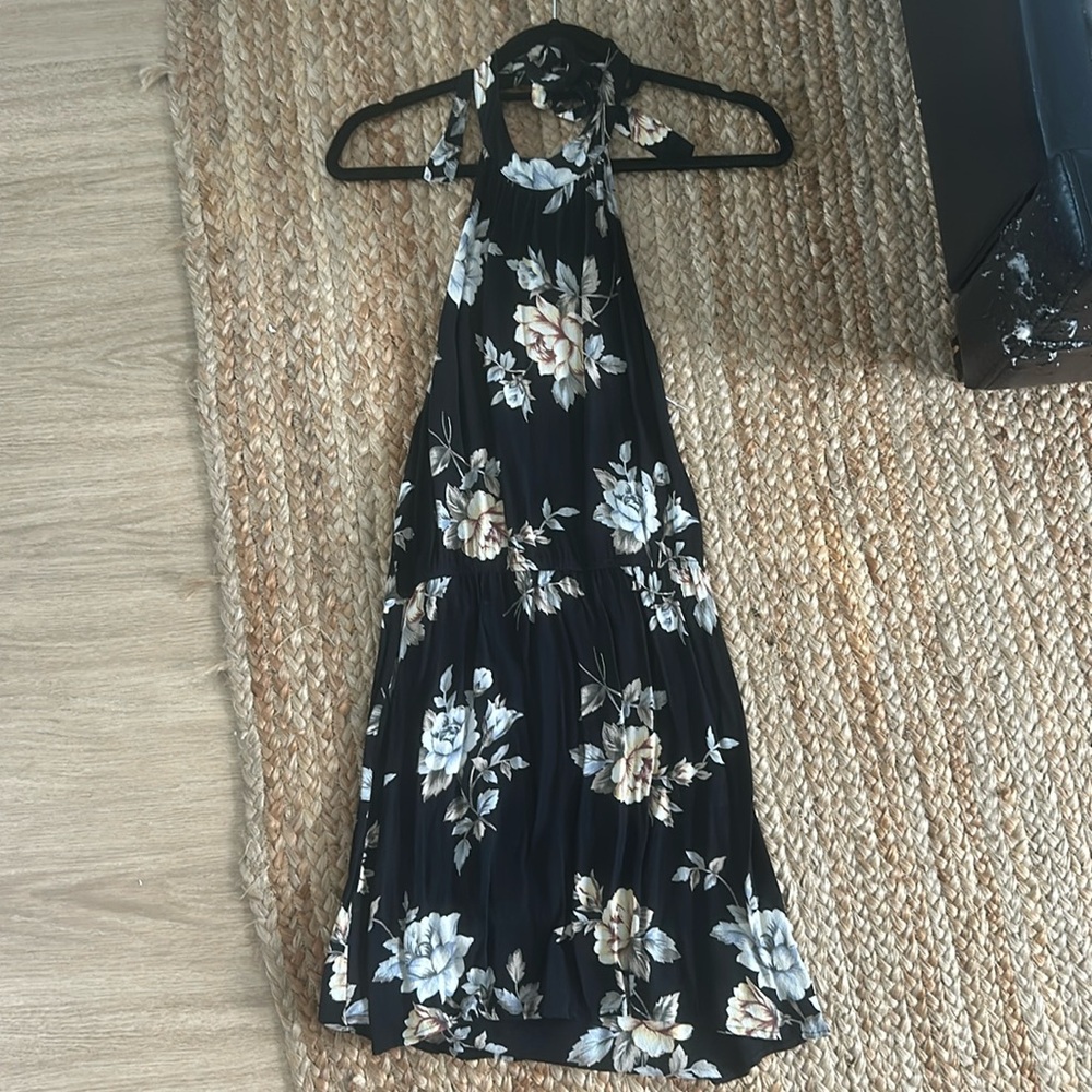 Flynn skye black floral halter dress